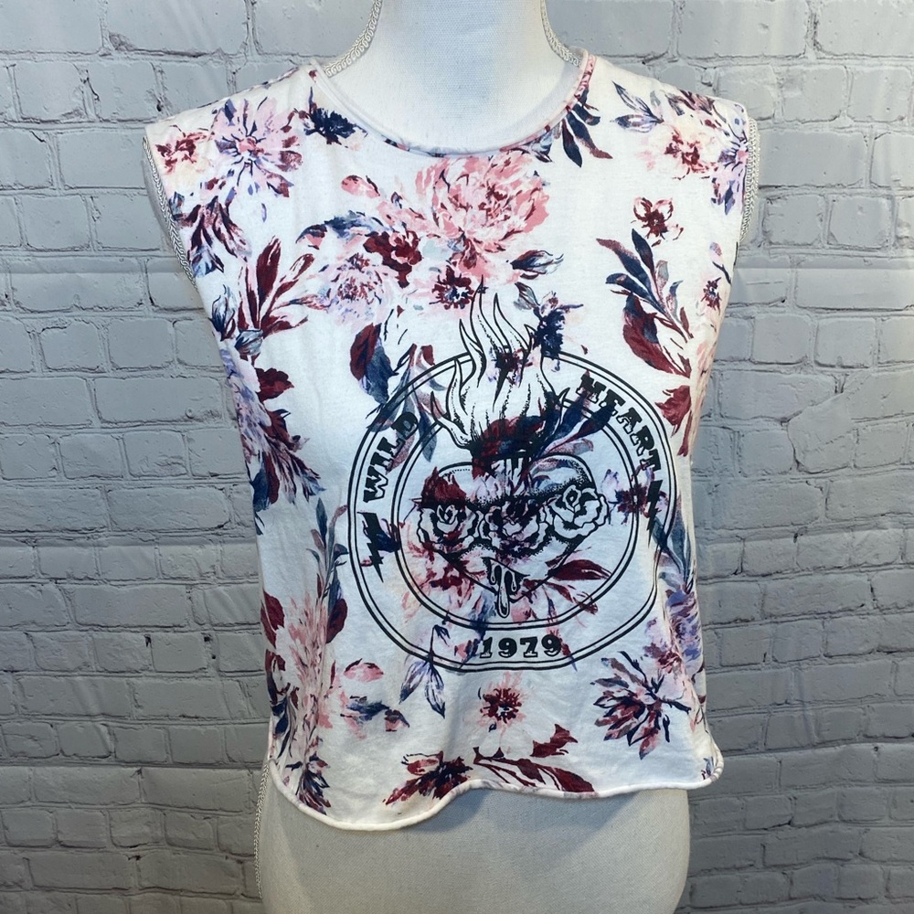 KENDALL & KYLIE Tank Top Cropped Floral Print-Medium